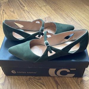 Corso Como Mary Jane dark green suede flats